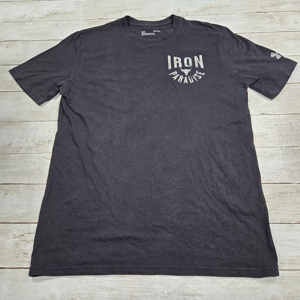 Under Armour Project Rock Iron Paradise T-Shirt Loose Fit Mens M Black Graphic